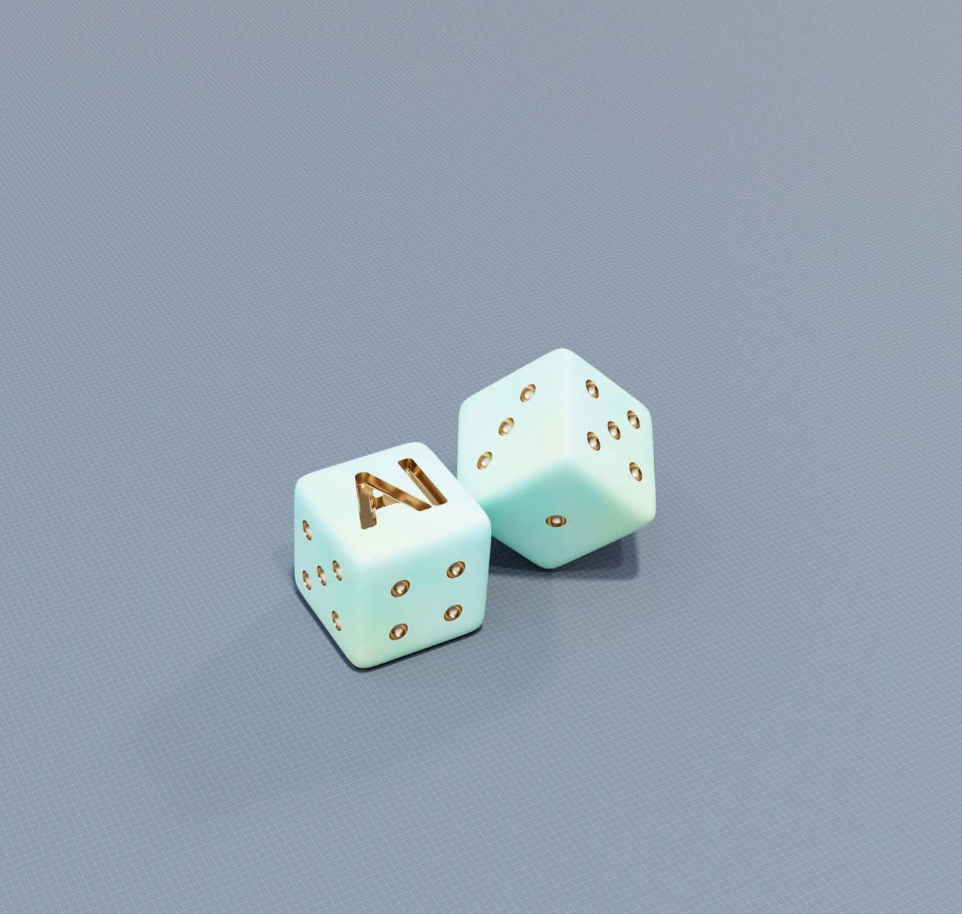 Two dice, one marked with the letters AI