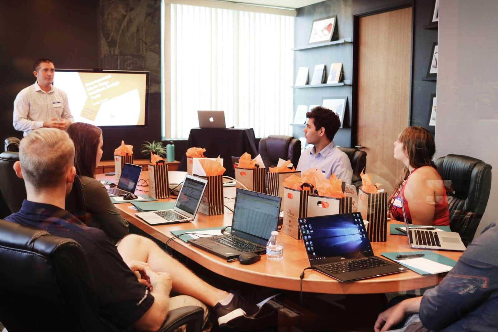 Leadership team meeting around a conference table